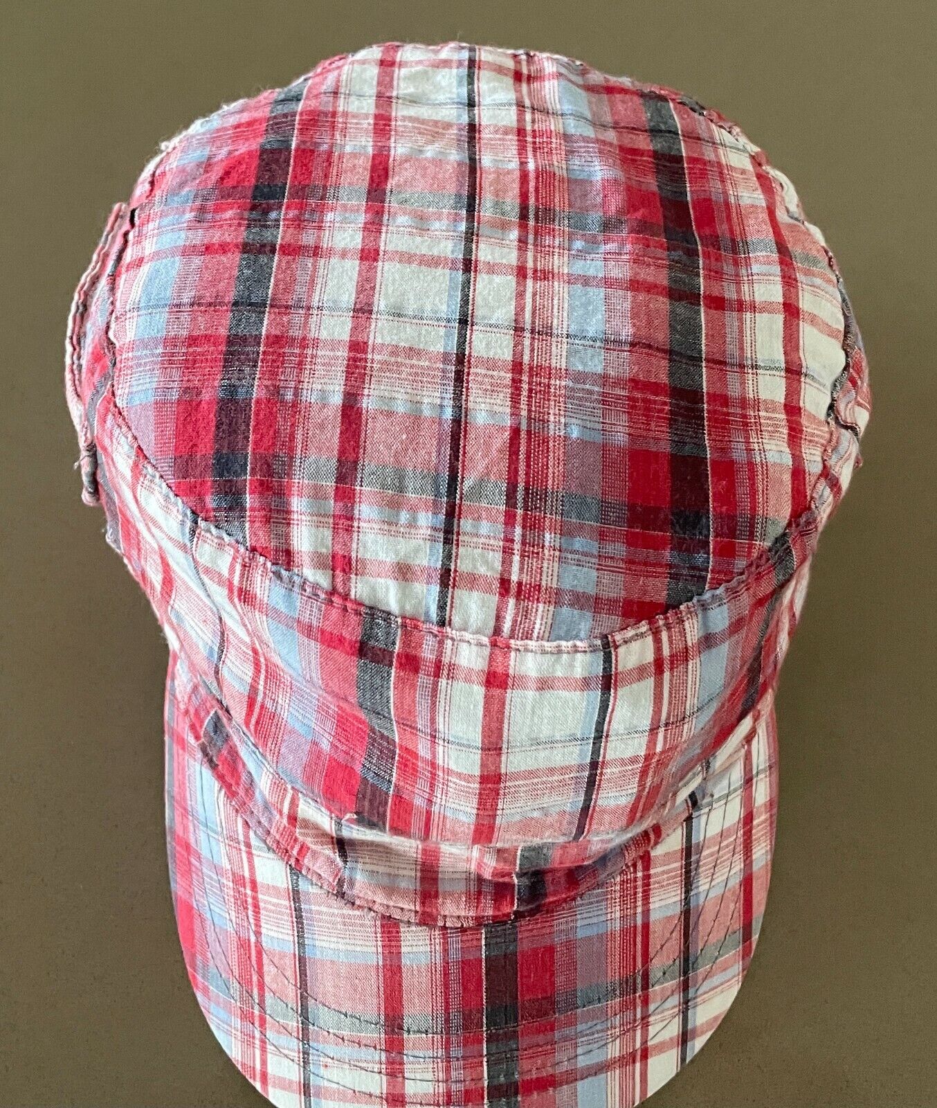 TOSHI Baseball Cap Boys Red Check Cotton Breton Hat Size 52cm