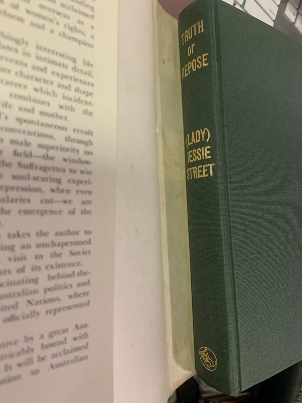 JESSIE STREET  Truth or Repose 1966 1st Edition HC Book DJ Women Equality Status