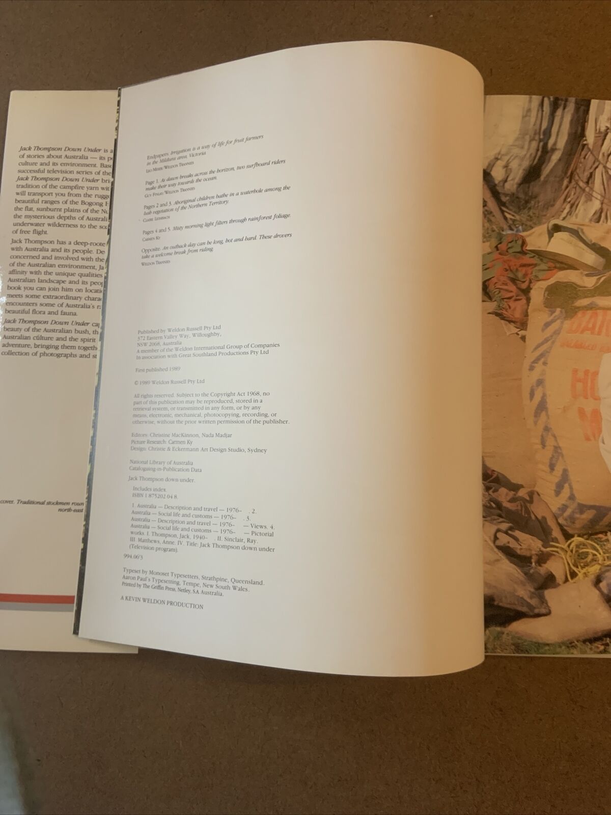 Jack Thompson DOWN UNDER Anne Matthews Coffee Table Book Large HC DJ