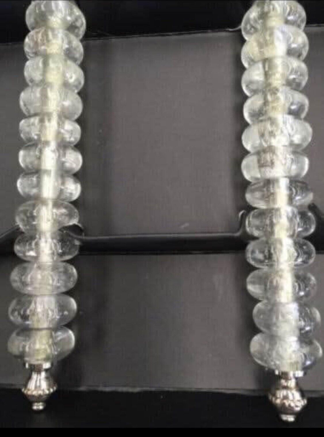 PRIMO GIO Stainless Steel Brass & Glass Serving Spoons Clear glass handles NEW