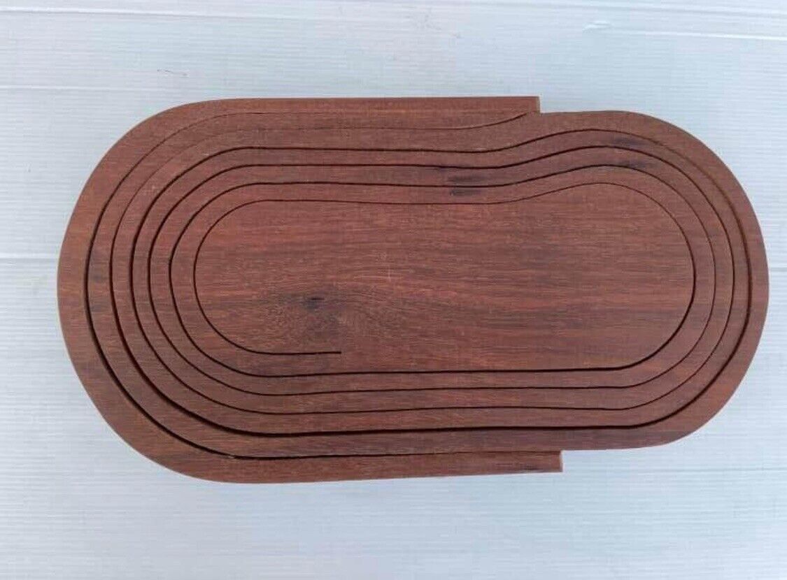 Vintage Stained Wood Folding Collapsable Basket Fruit Bowl To  Trivet W Handle