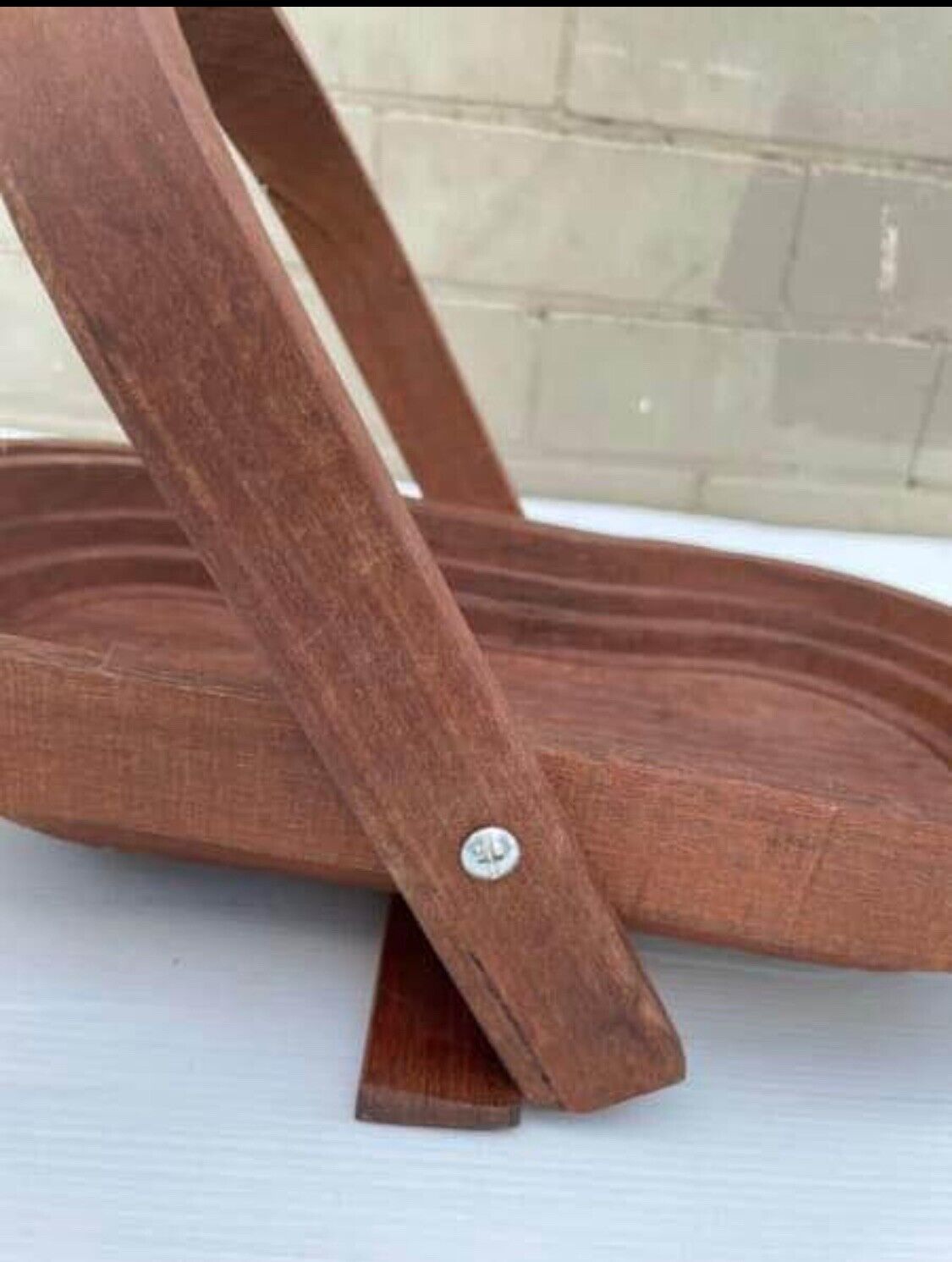 Vintage Stained Wood Folding Collapsable Basket Fruit Bowl To  Trivet W Handle