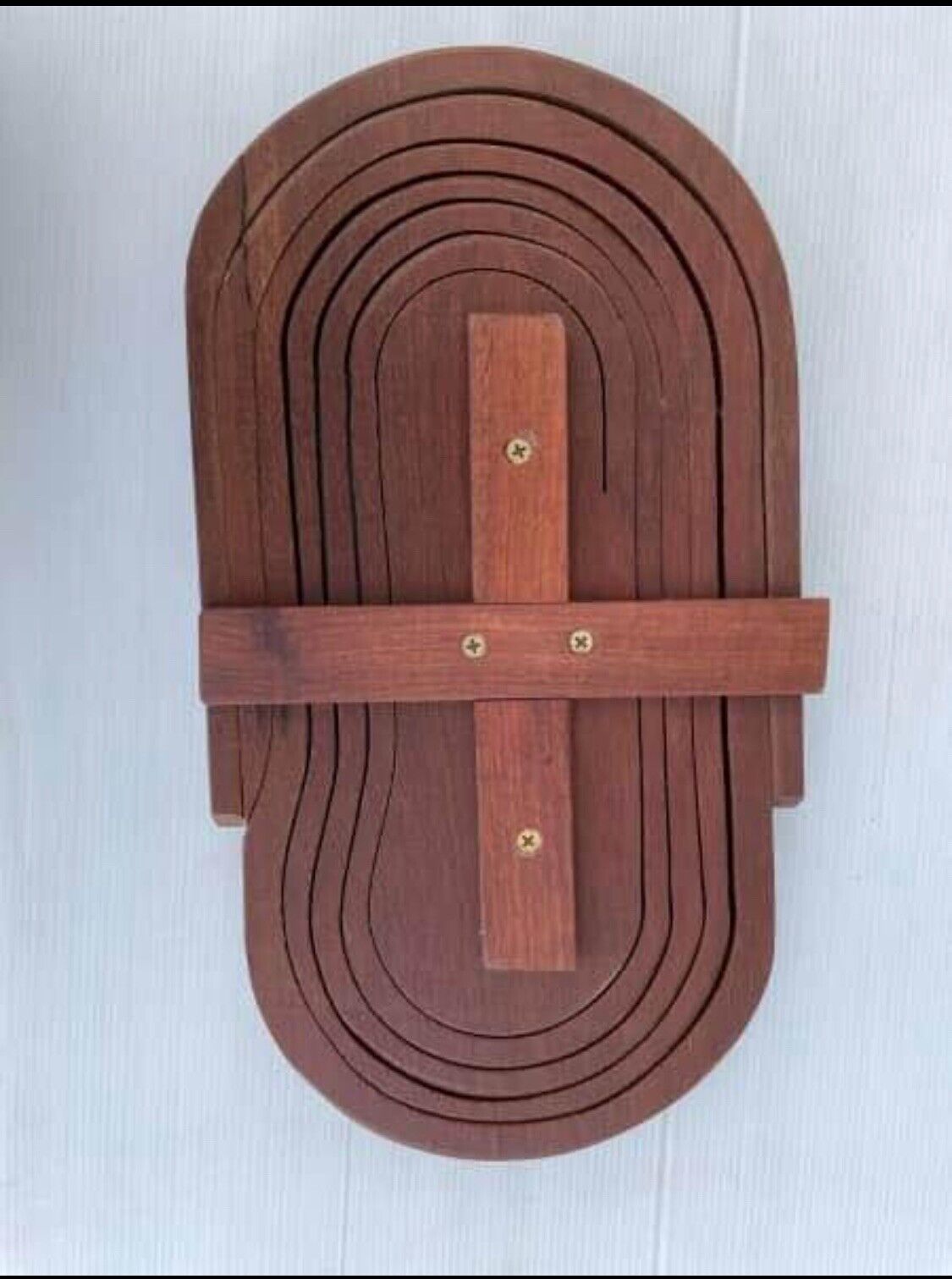 Vintage Stained Wood Folding Collapsable Basket Fruit Bowl To  Trivet W Handle