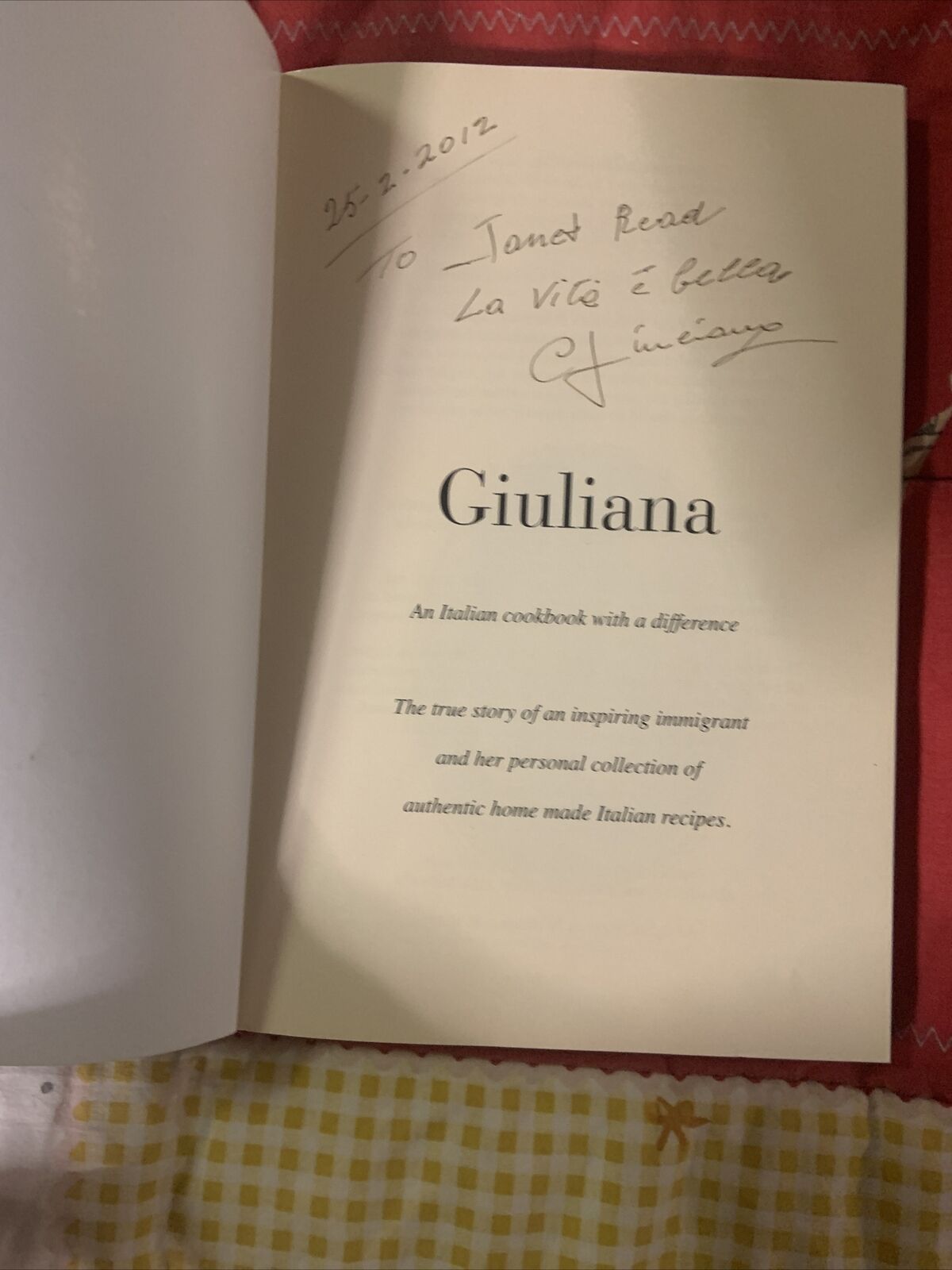 PB Book Signed GIULIANA Stocchero Lapico Memoir Autobiography Migrant Italy
