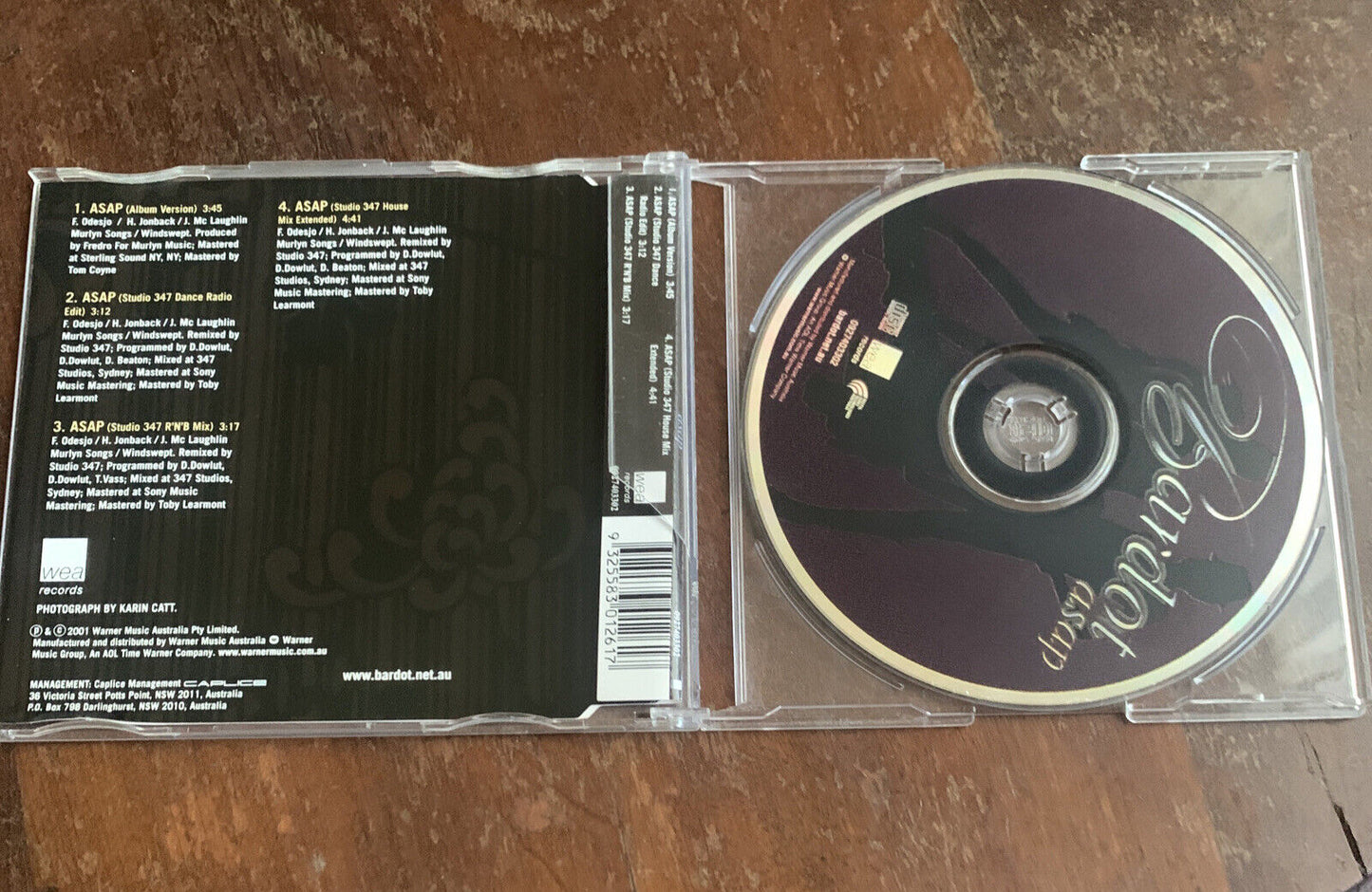 CD Signed Autographed BARDOT ASAP 4 Track Single Audio Music 2001