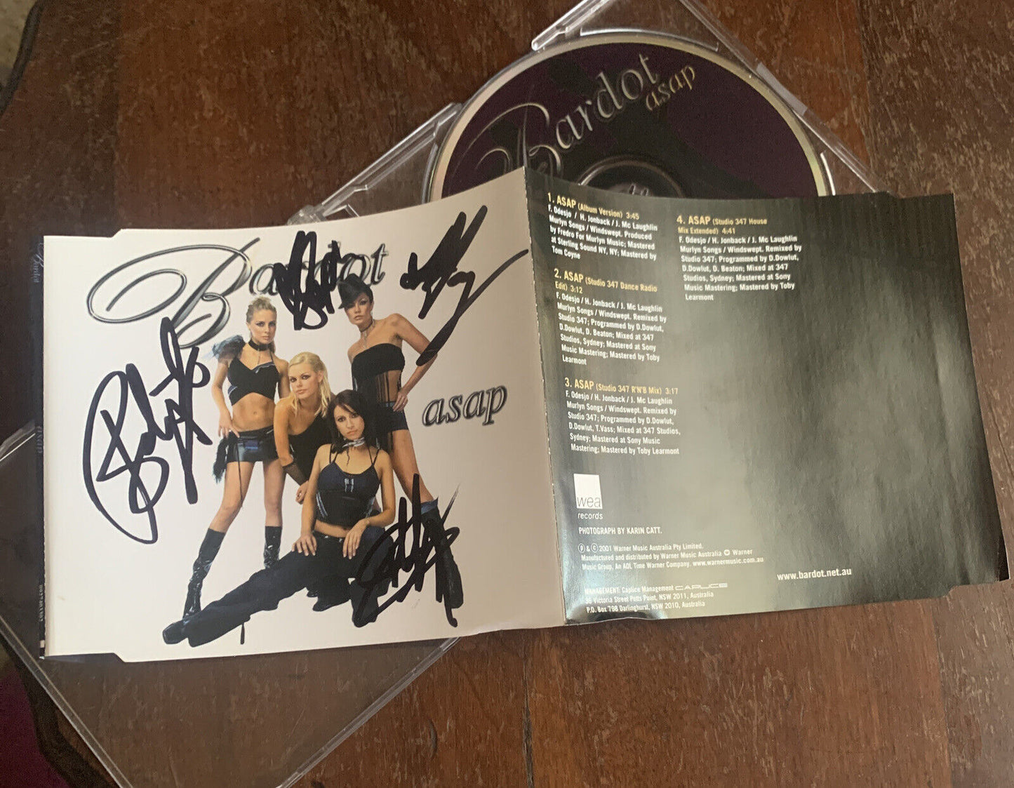 CD Signed Autographed BARDOT ASAP 4 Track Single Audio Music 2001