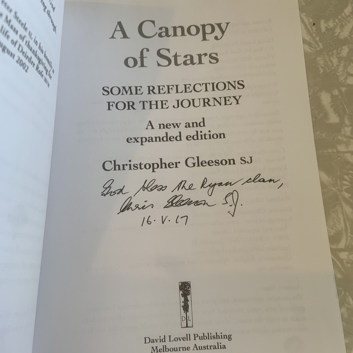 PB A CANOPY OF STARS Some Reflections for the Journey Christopher Gleeson SIGNED