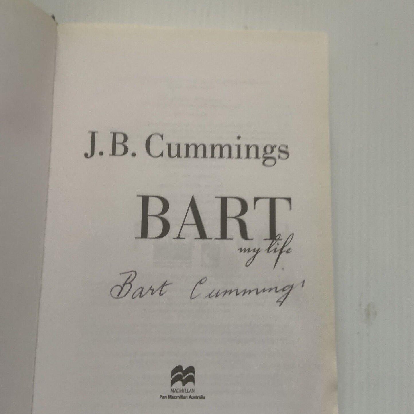 PB J B CUMMINGS Biography Author Signed Horse Racing Melbourne Cup Memoir Bart