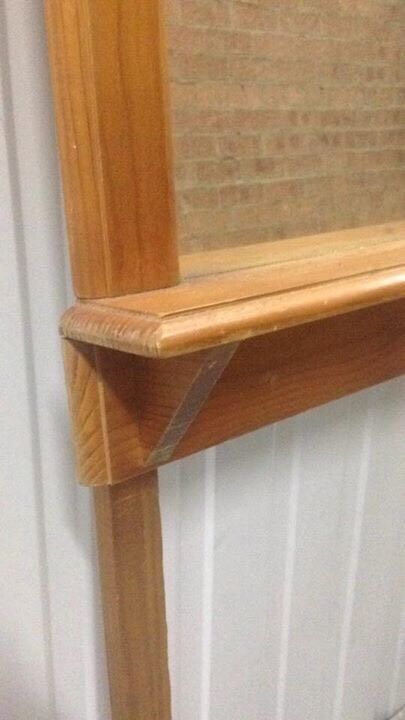 PINE Wood MIRROR FRAMED DRESSING TABLE MIRRORED SIGN BOARD Shelf Retro 265cm