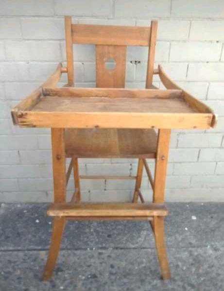 Early Vintage Timber Wooden Child's Highchair Kids Dolls Functional Display