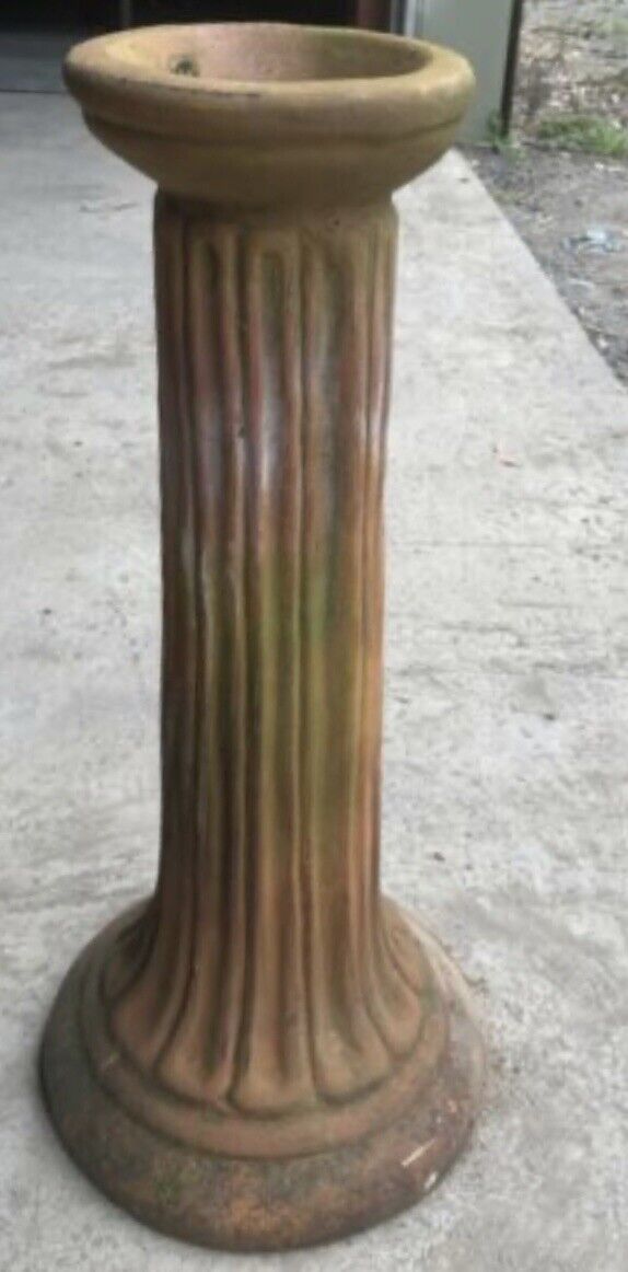 58cm Terracotta Pedestal Stand for Birdbath or Plant Pot Garden Mossy Patina