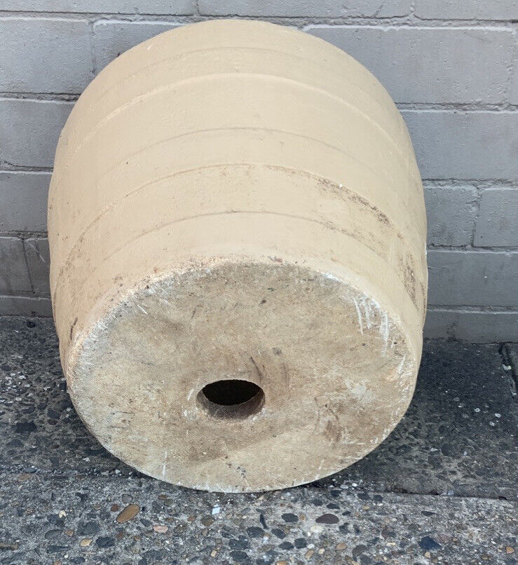 CONCRETE PLANT POT Rustic Vintage Half Barrel Shape Garden Heavy H 31xX41cm Urn