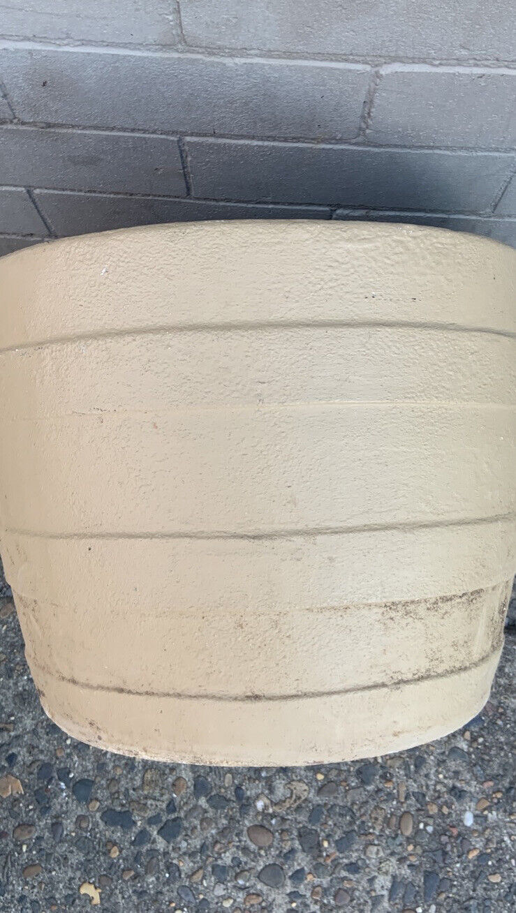CONCRETE PLANT POT Rustic Vintage Half Barrel Shape Garden Heavy H 31xX41cm Urn