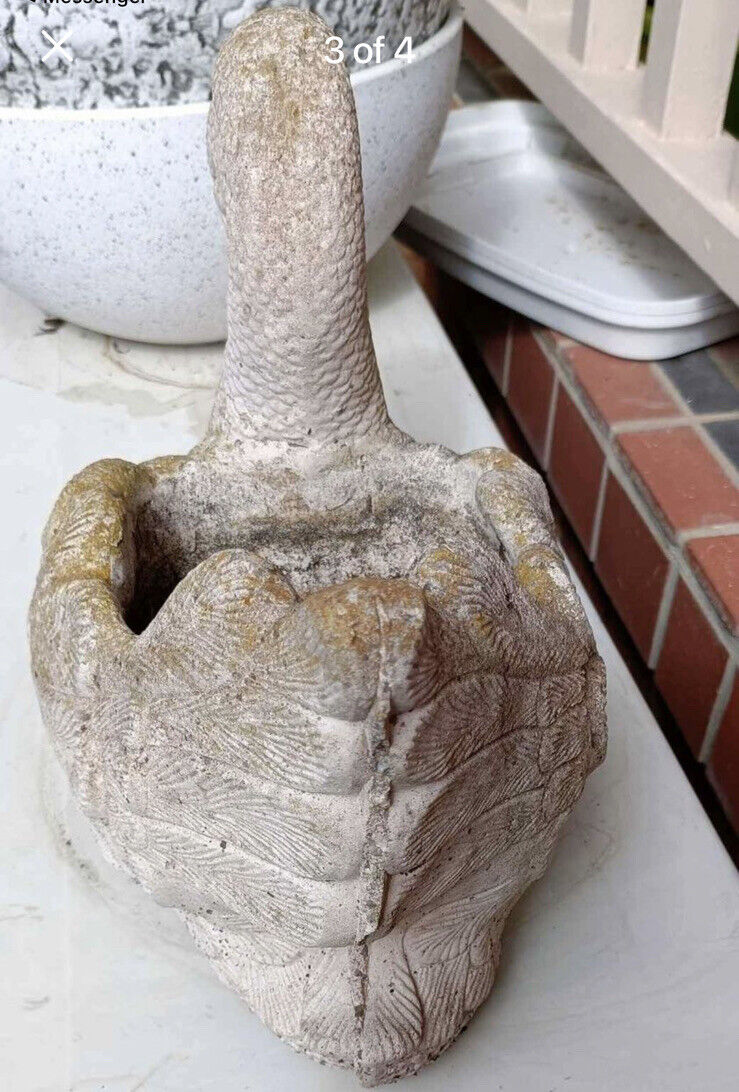 SWAN Planter Pot Rustic Vintage 30cm CONCRETE GARDEN Statue