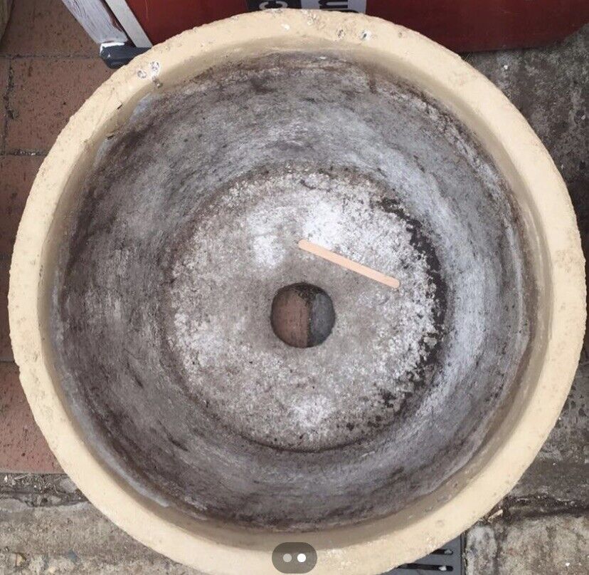 CONCRETE PLANT POT Heavy H 31xX41cm Half Barrel Shape Garden Urn Rustic Vintage