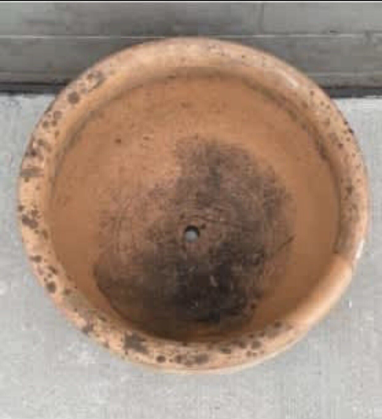 Rustic Garden Planter Pot 21cm Round Terracotta Clay POT green moss patina AE158