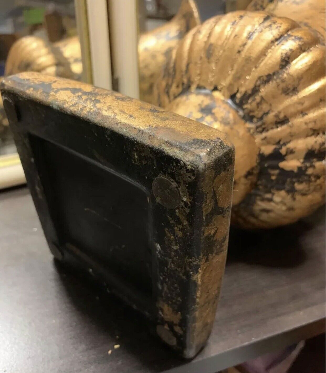 Pedestal Urn 28cm Provincial Indoor Steel Metal Footed Pot Gold Black Patina