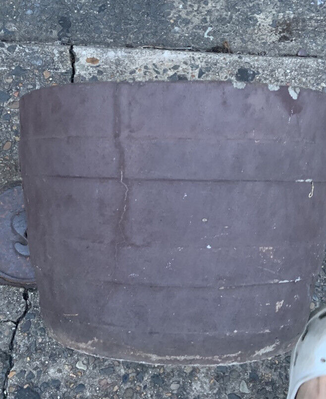 Vintage CONCRETE POT Half Barrel Shape Garden Planter Urn Hairline Crack 31x41cm