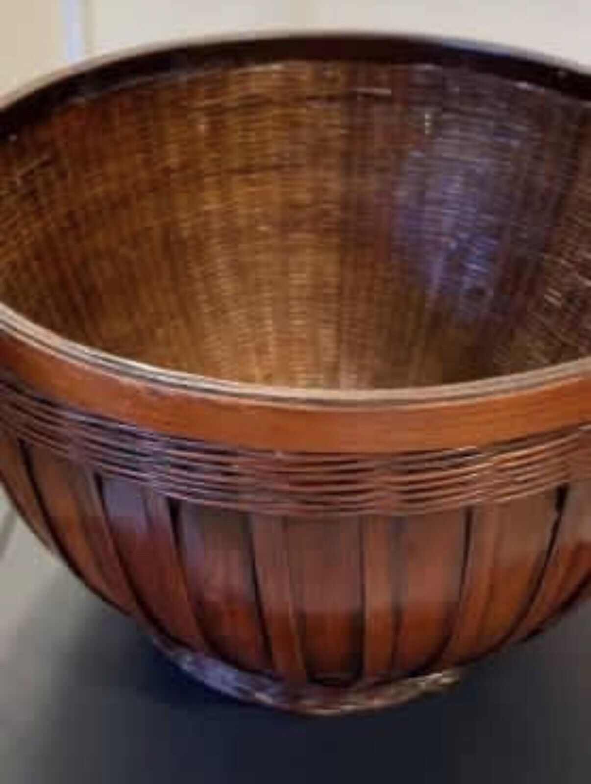 BASKET 17.5cm Hand Woven Rustic Glossy Split Cane Planter Pot Decorative AE167