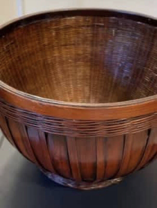 BASKET 17.5cm Hand Woven Rustic Glossy Split Cane Planter Pot Decorative AE167