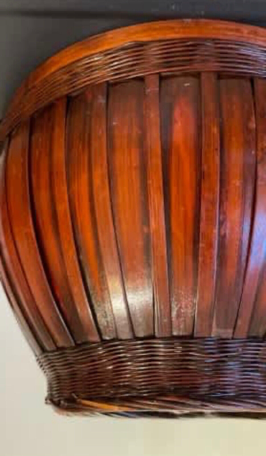 BASKET 17.5cm Hand Woven Rustic Glossy Split Cane Planter Pot Decorative AE167