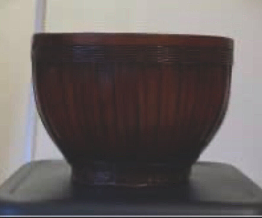 BASKET 17.5cm Hand Woven Rustic Glossy Split Cane Planter Pot Decorative AE167