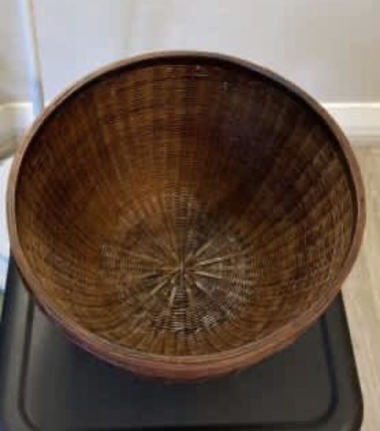 BASKET 17.5cm Hand Woven Rustic Glossy Split Cane Planter Pot Decorative AE167