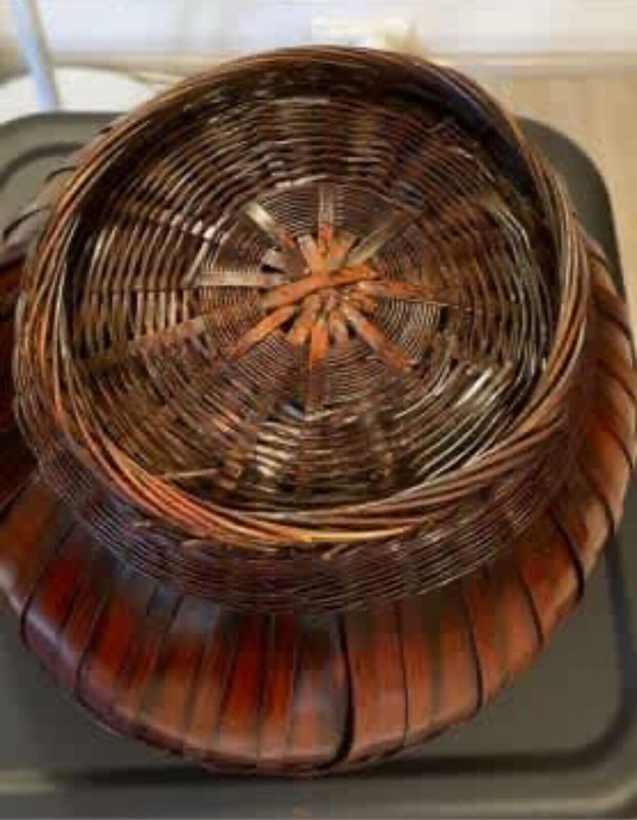 BASKET 17.5cm Hand Woven Rustic Glossy Split Cane Planter Pot Decorative AE167