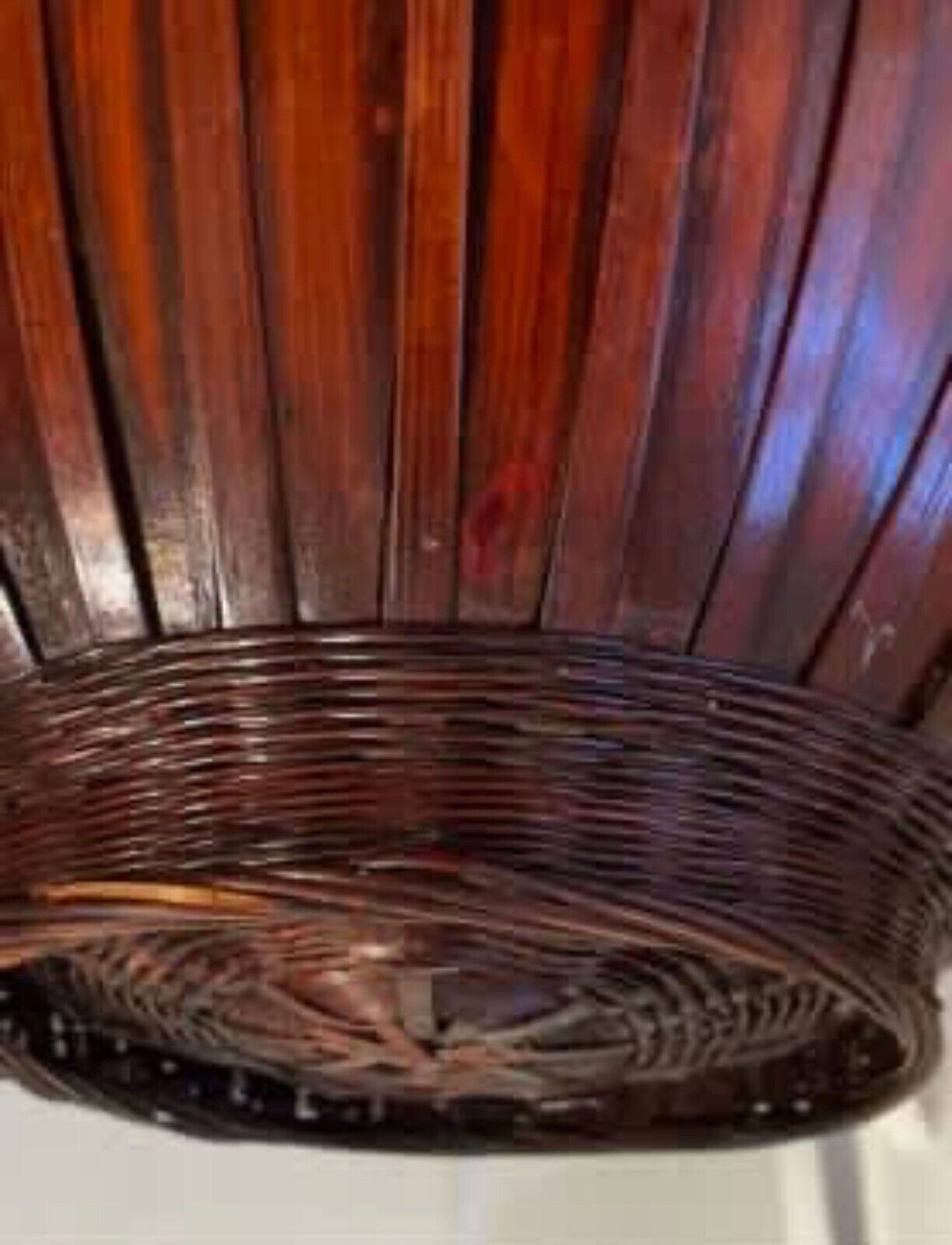 BASKET 17.5cm Hand Woven Rustic Glossy Split Cane Planter Pot Decorative AE167