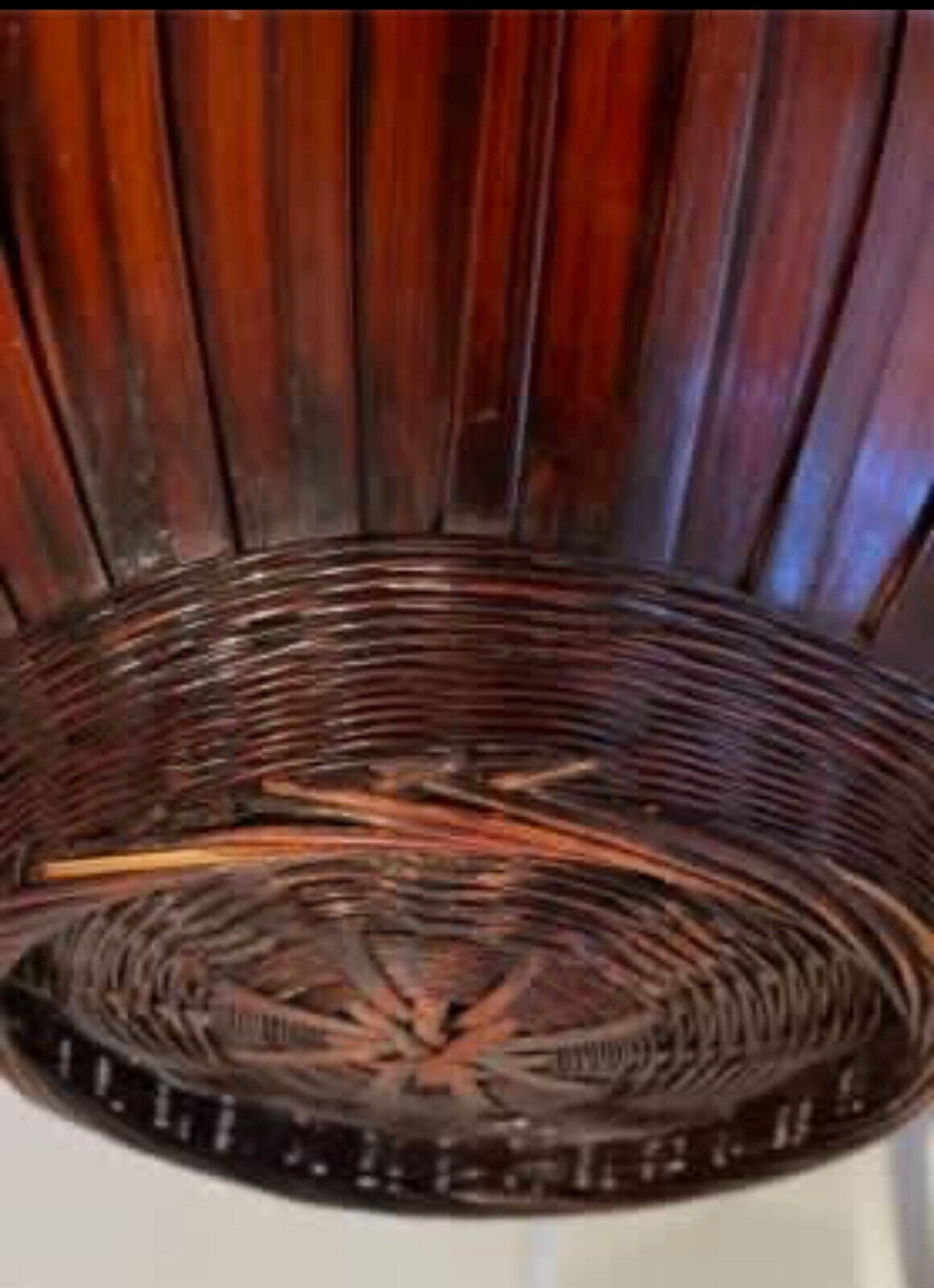 BASKET 17.5cm Hand Woven Rustic Glossy Split Cane Planter Pot Decorative AE167