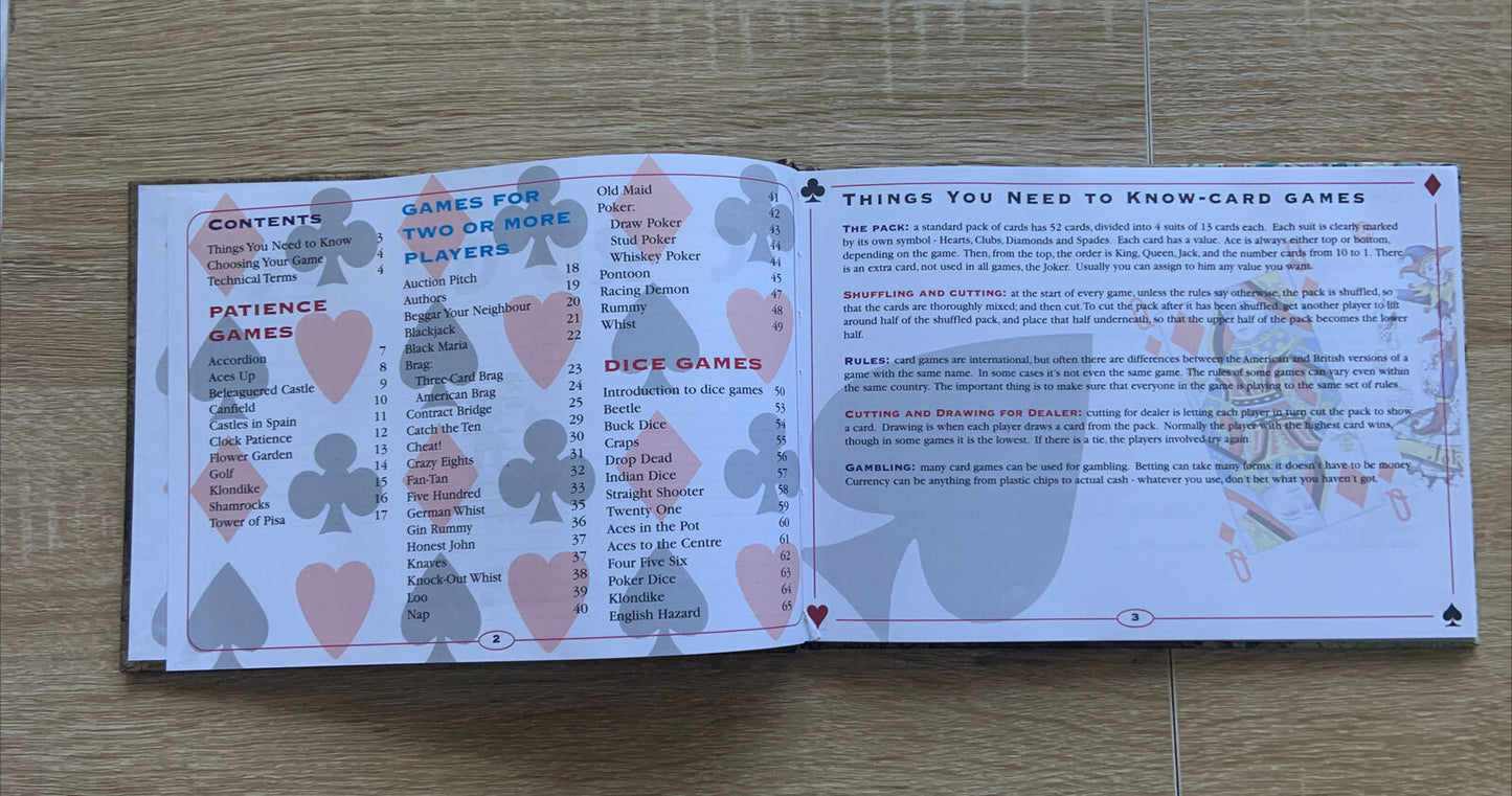HC Book CARD & DICE GAMES by NAC Bathe How to Play Cards  2001