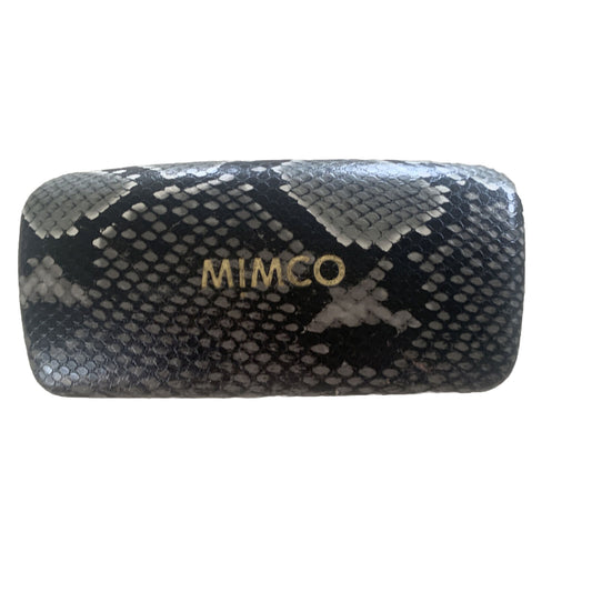Empty MIMCO GLASSES CASE FAUX SNAKESKIN BLACK HINGED Clamshell Lined Logo
