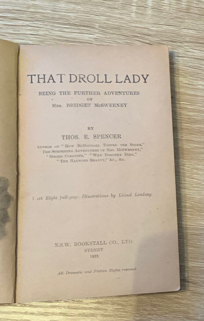 PB Book THAT DROLL LADY  By Thos E Spencer Book 1923 Paperback Rare Vintage
