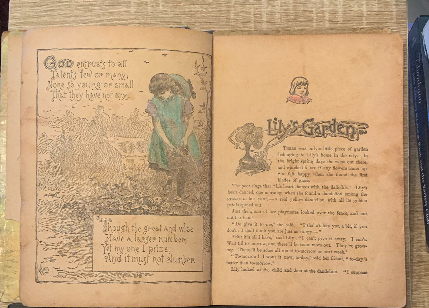 Rare GOLDEN HOURS 1903 Childrens Book Conkey Company Chicago HC Fair Condition
