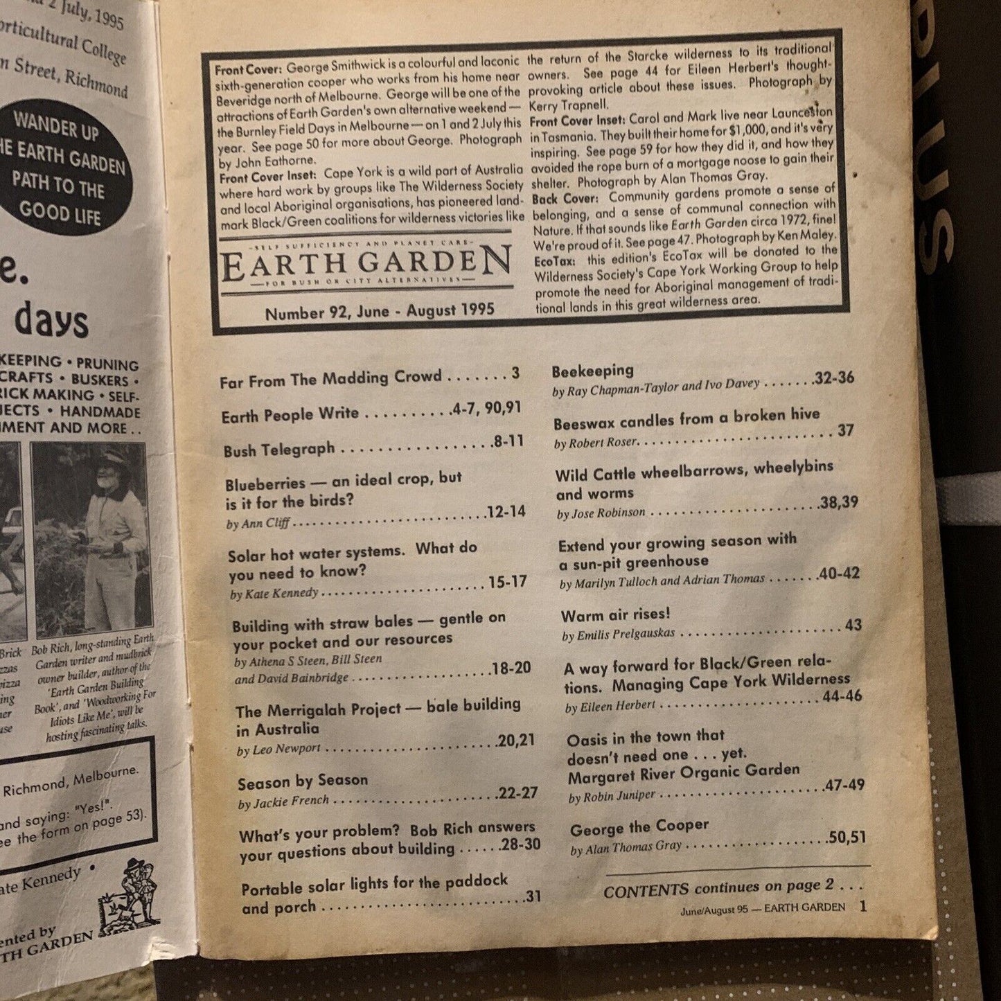 The EARTH Garden Magazine No 92 June August 1995 Handbook 104 Page Edition
