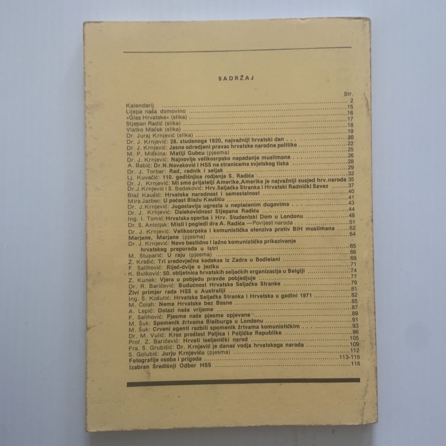 Vintage KALENDAR 1983 Hrvatski Seljacka Stranka HSS Yearly Publication Booklet