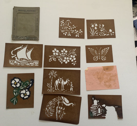 Vintage Reeves Stencil Cards Box 9 Stencils In Envelope 1920s Packet No 2