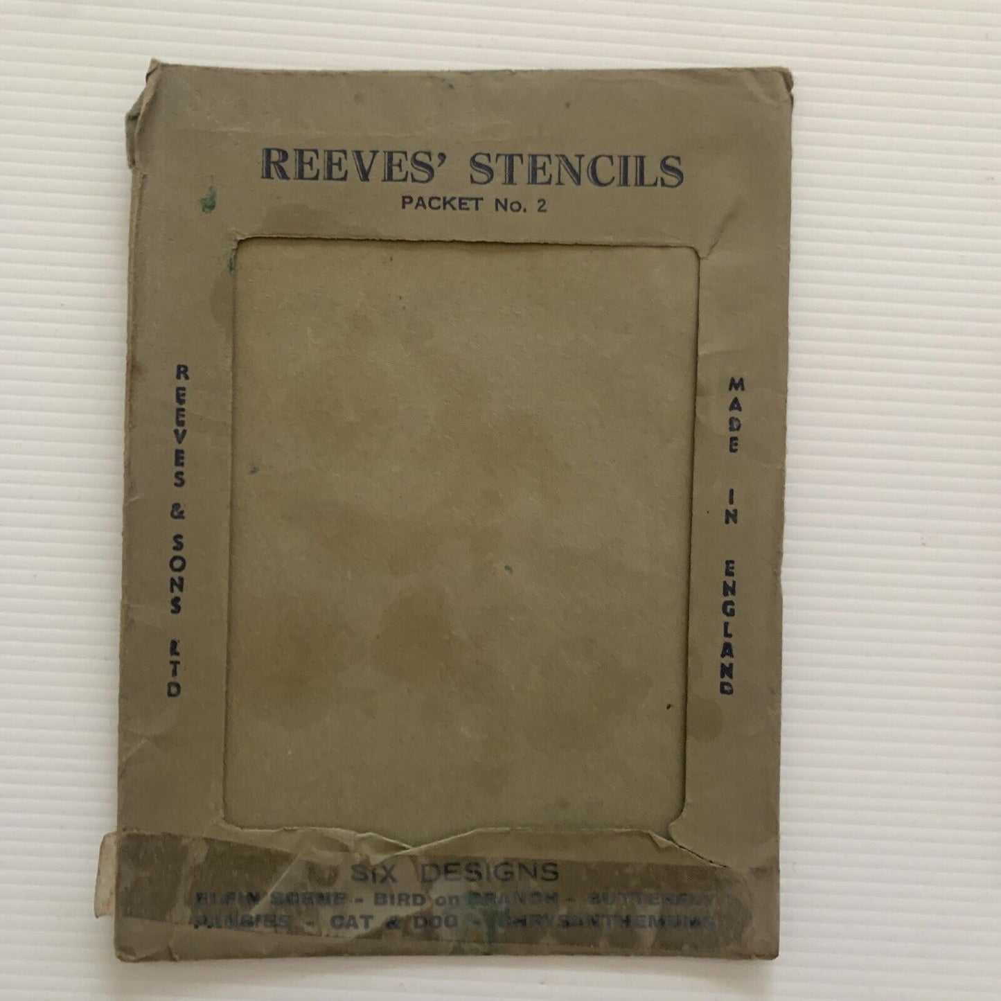 Vintage Reeves Stencil Cards Box 9 Stencils In Envelope 1920s Packet No 2