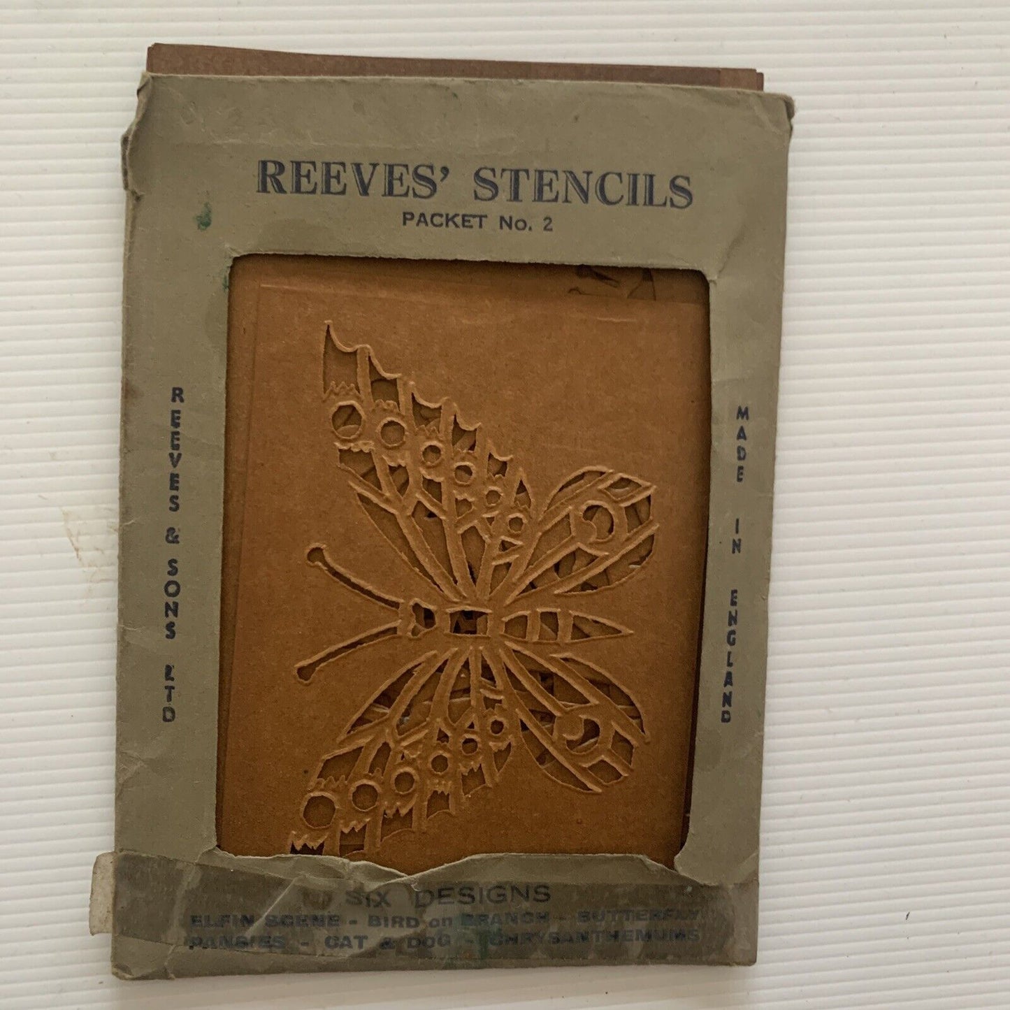Vintage Reeves Stencil Cards Box 9 Stencils In Envelope 1920s Packet No 2