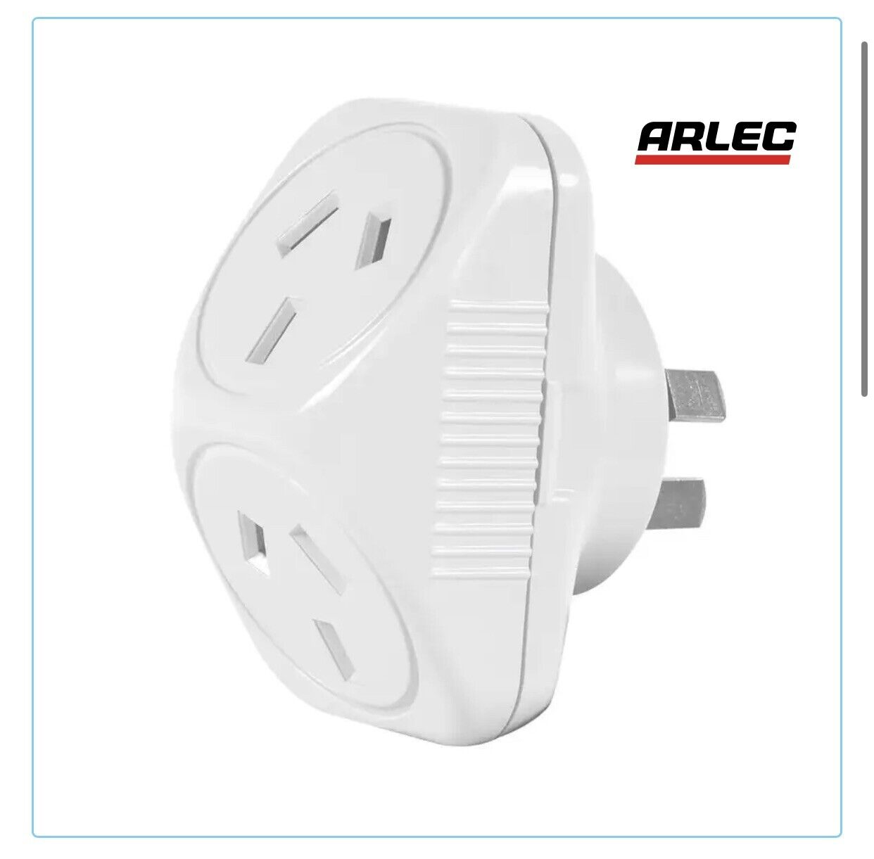 2 ARLEC 2400w Double Adaptor Triangular 2 Socket Whiter Power Board Splitter NEW