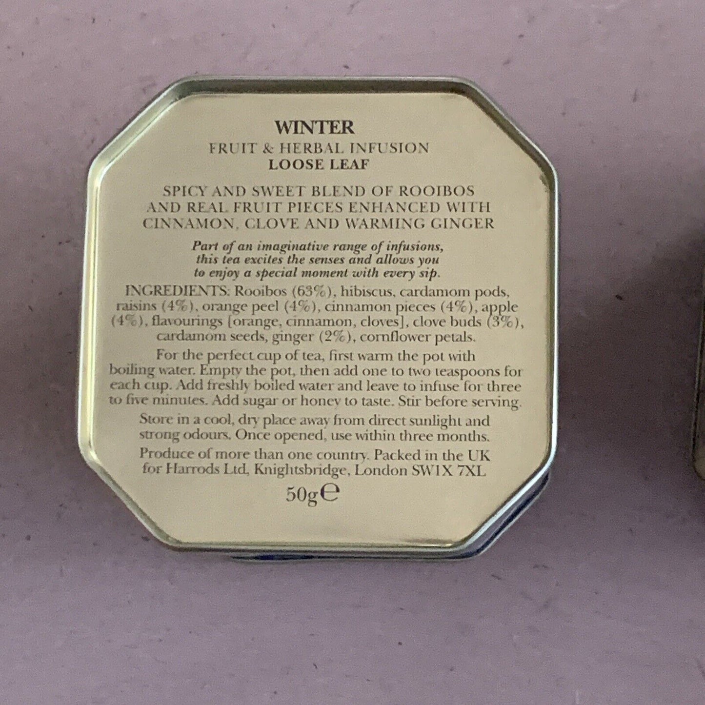 Metal Tin HARRODS Tea Caddy Set X 3 EMPTYCollectable Winter Autumn Summer NEW