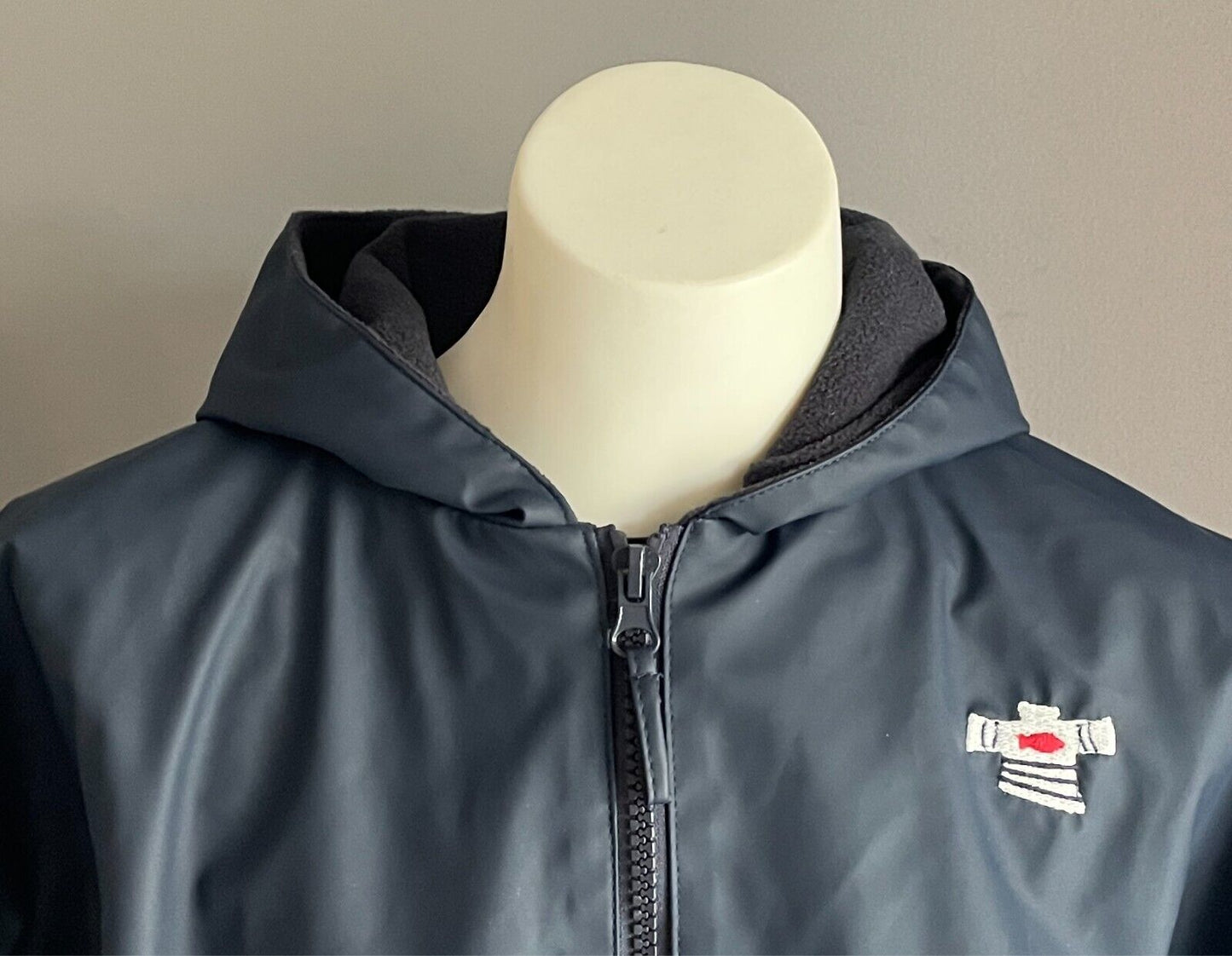 WEEKEND A LA MER Navy Rain Cape Size 23M Hoody Polar Fleece Lined Unisex
