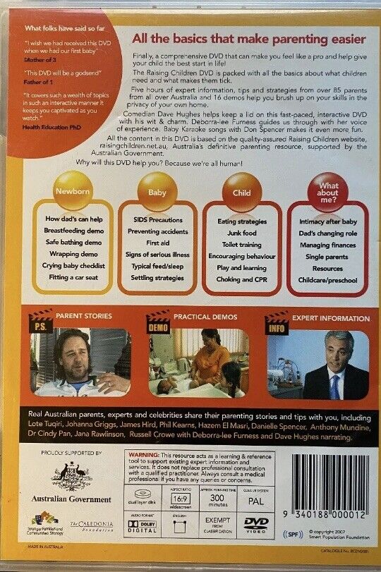 DVD Raising Children A Guide To Parenting From Birth To 5 Region 4 PAL Slimcase