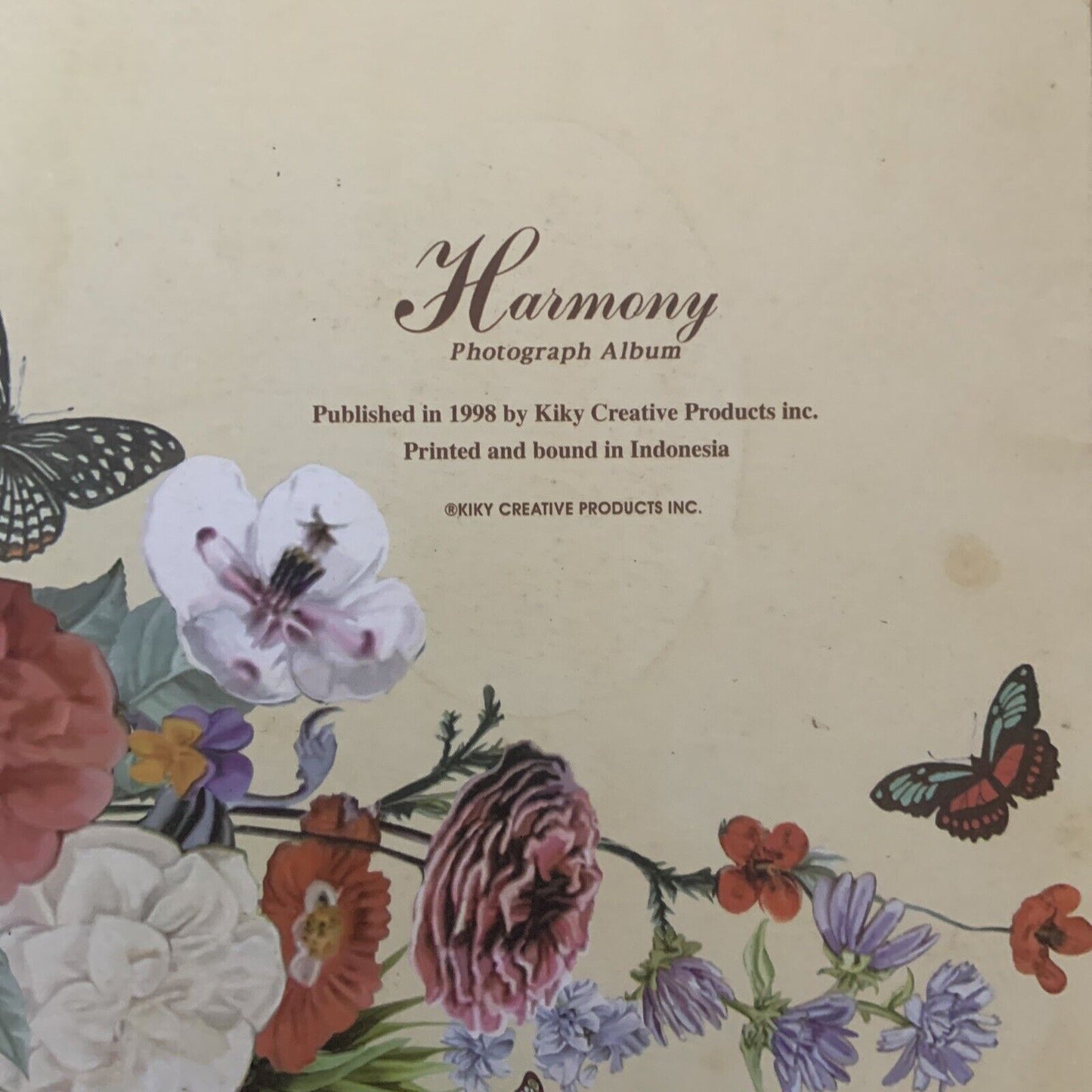 Photograph Album HARMONY Kiky Creative Products 1998 Butterfly Flowers Photo NEW