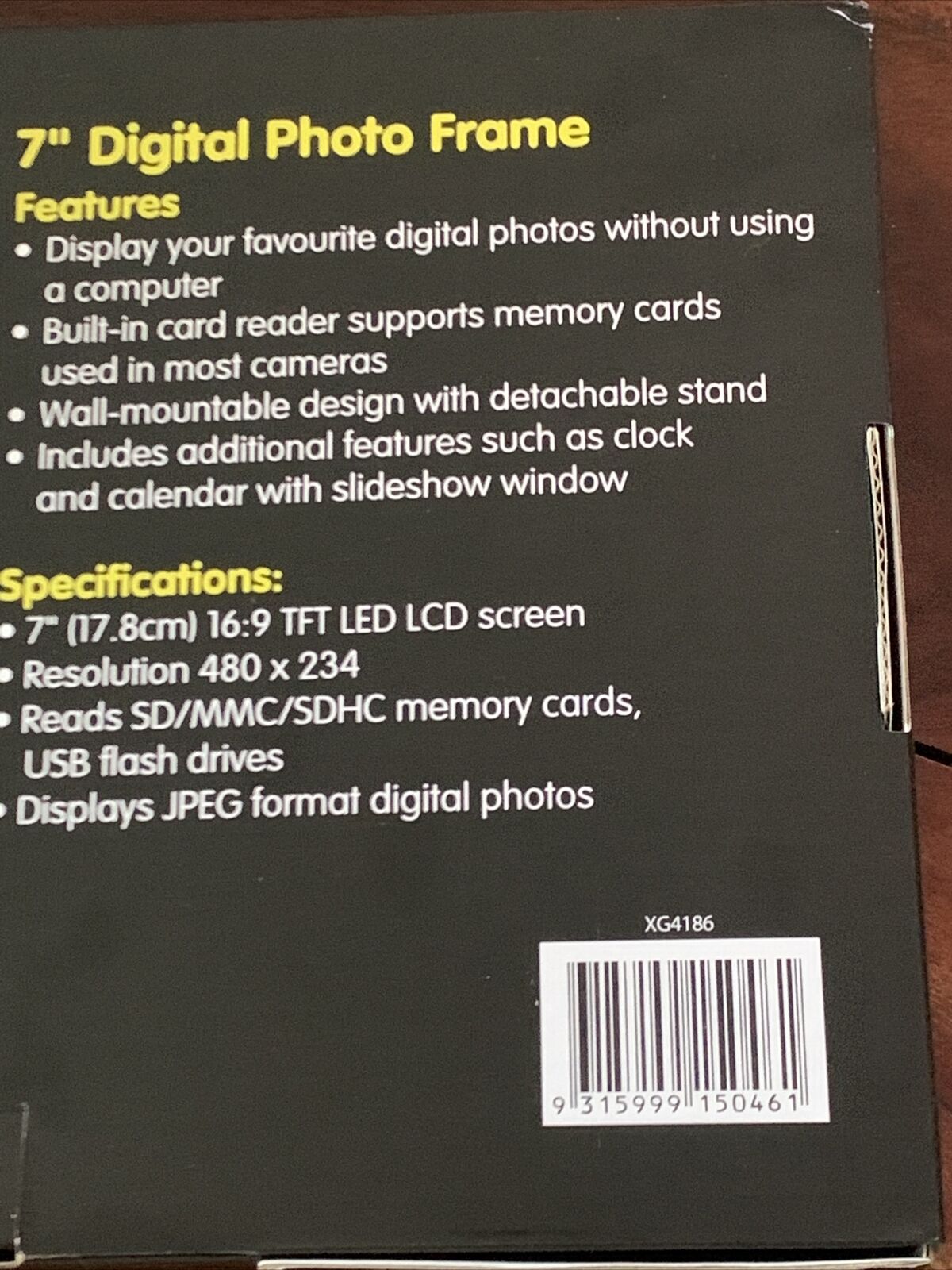 DICK SMITH 7" Digital Photo Frame Multimedia Player Usb Card Reader Jpeg Mp3 Avi