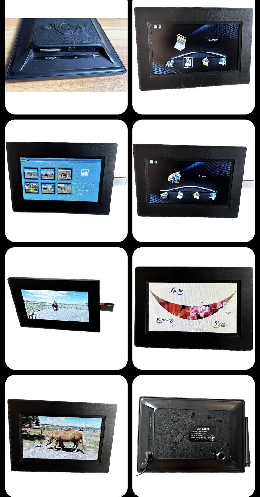 DICK SMITH 7" Digital Photo Frame Multimedia Player Usb Card Reader Jpeg Mp3 Avi