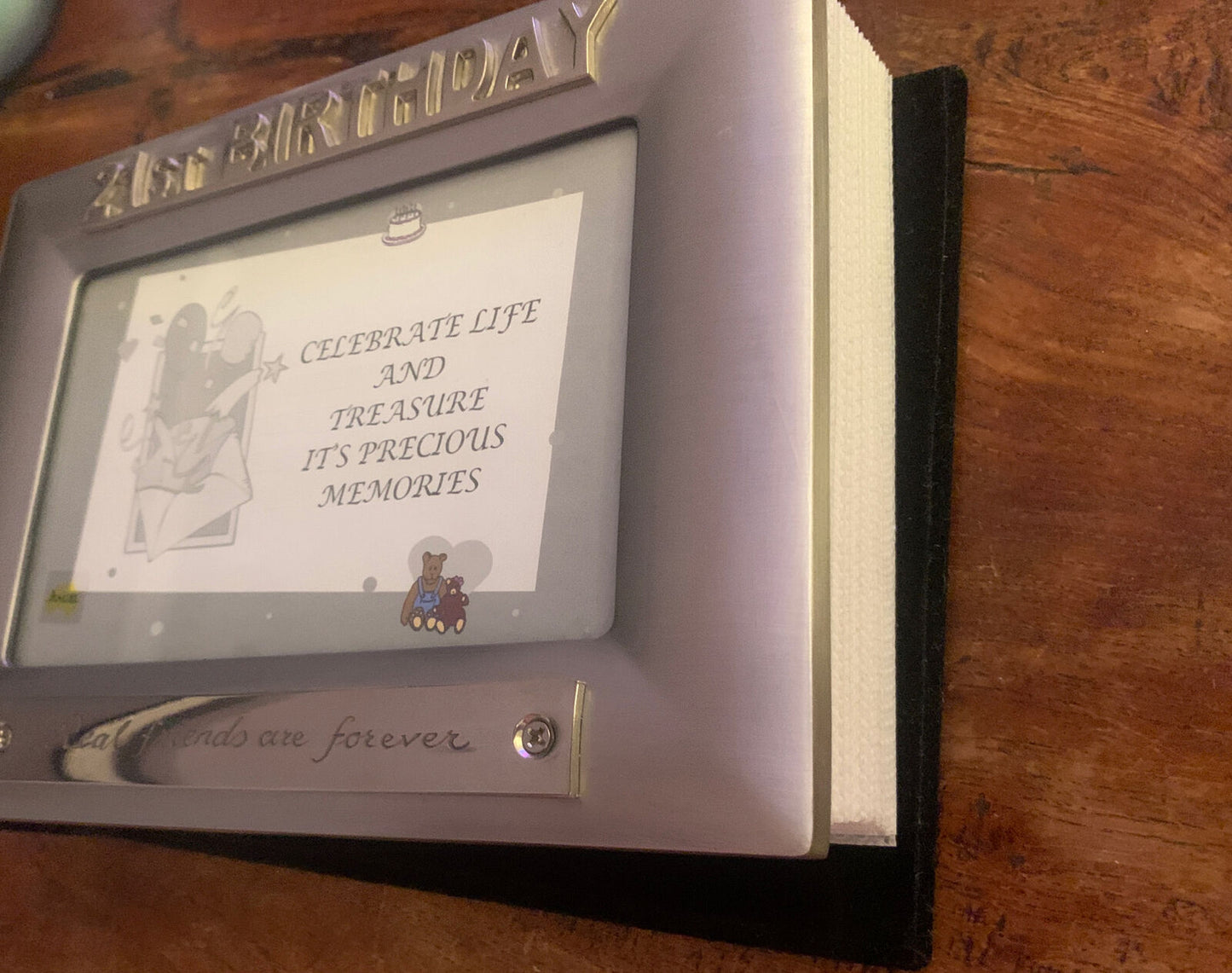 Photograph Album 21st Birthday Pewter Velour  fFront Frame & Engraved Plaque NEW