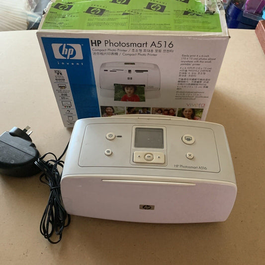 HP Photosmart A516 Digital Photo Inkjet Printer & Charger A510 Series Manual Box