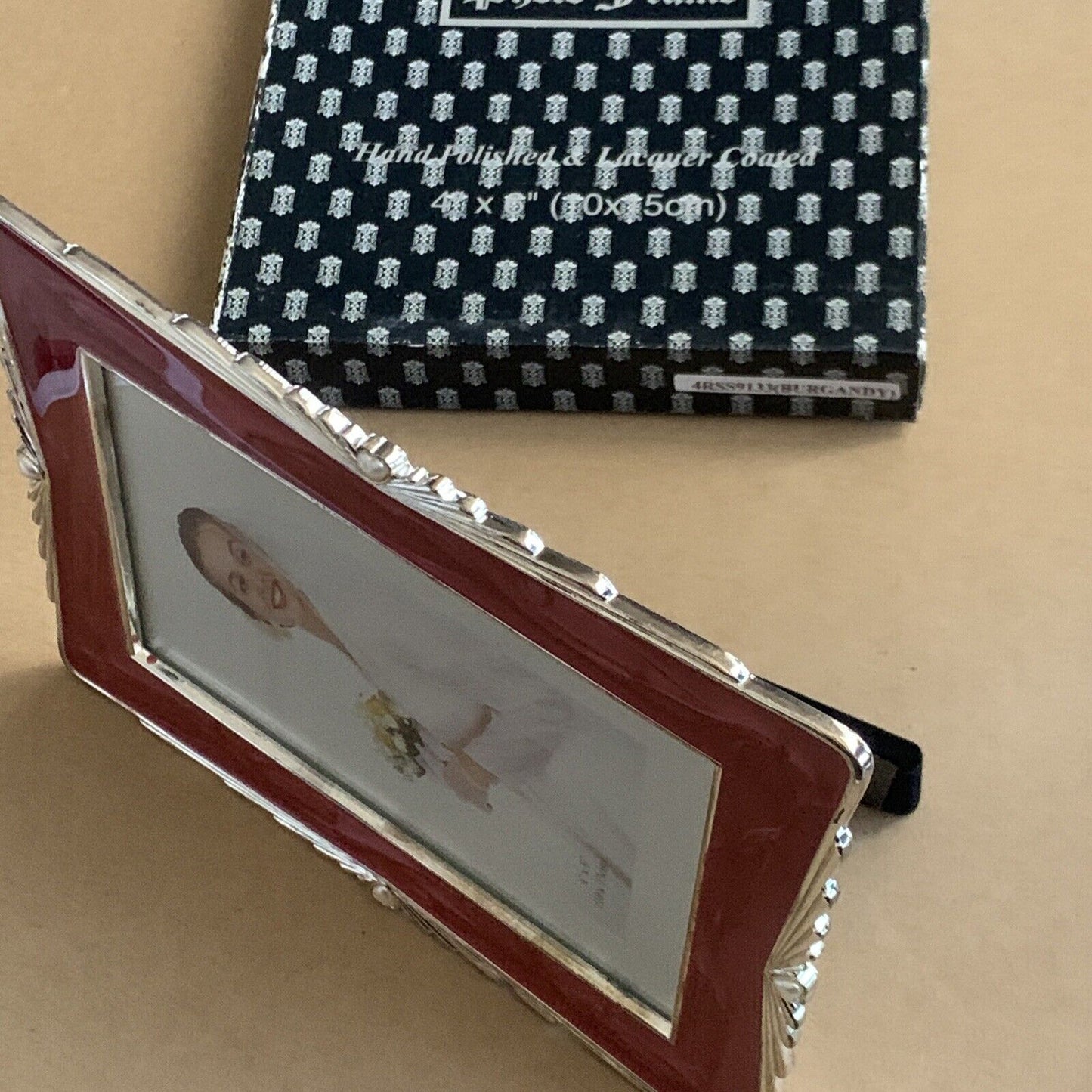 Metal Photo Frame Hand Polished & Red Lacquer Coated Wedding GiftBox 10x15cm NEW