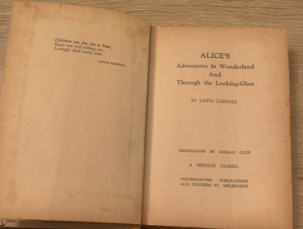 Vintage HC Book ALICES ADVENTURES IN WONDERLAND & Through The Looking Glass 1952